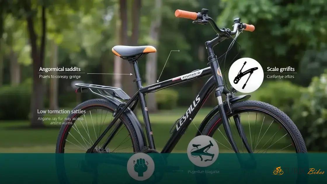  Características de conforto: selim anatômico, quadro rebaixado e ergonomia