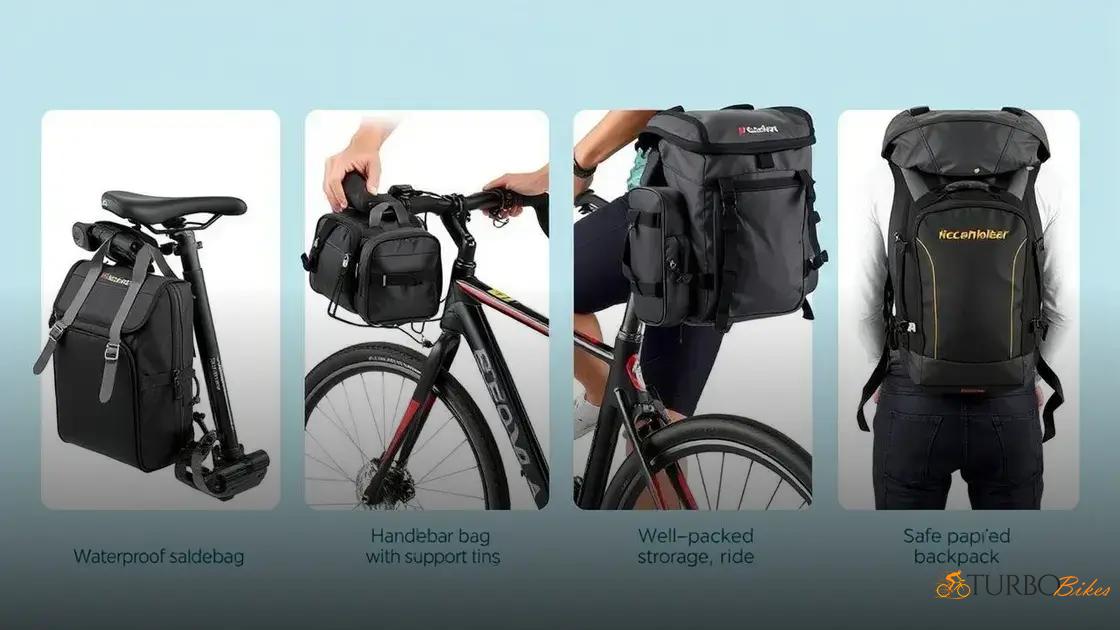 dicas para organizar e proteger seus itens durante o pedal