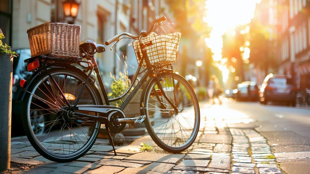 bicicleta urbana com acessórios para cidade